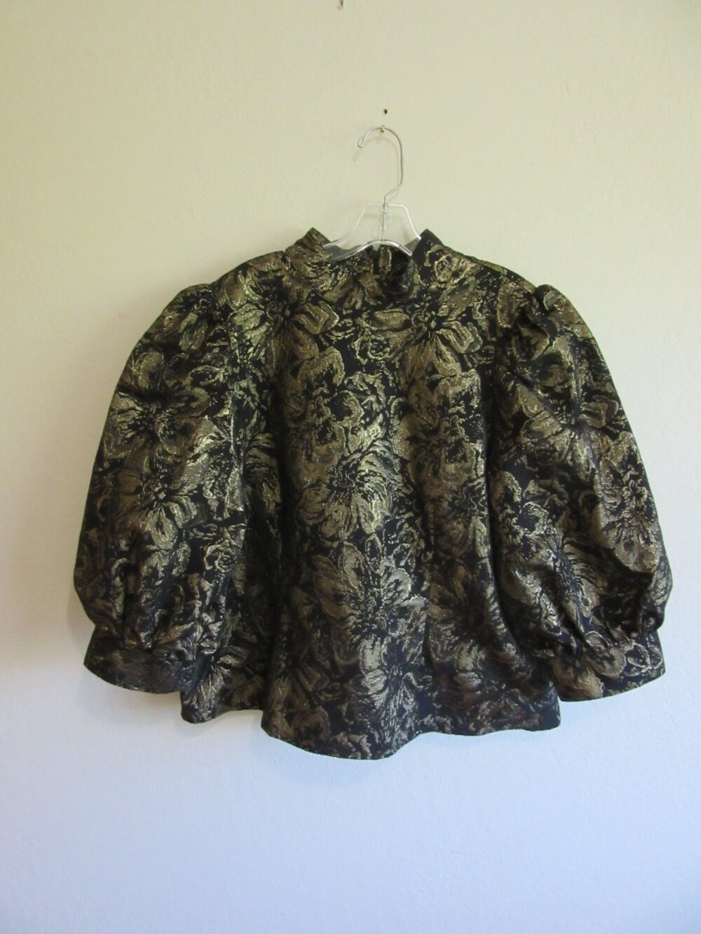 WORTHINGTON Black & Gold Metallic XXL Puffy Sleeves Evening Blouse